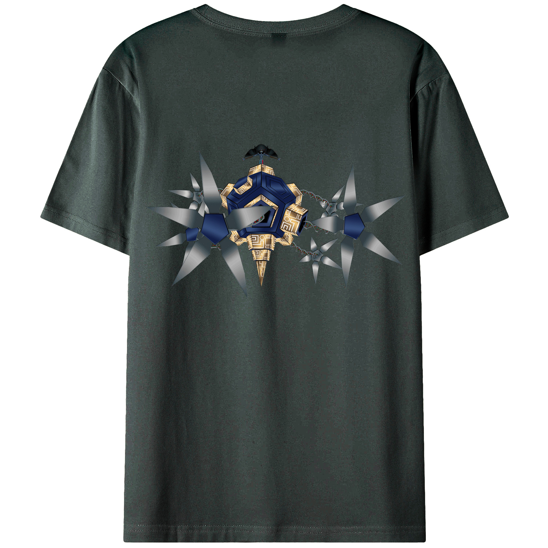 （画像用） Digimon デジタルモンスター/デジモン 綿100％ メンズ半袖Tシャツ（バックプリント） 通気性